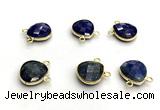 NGC7072 14mm faceted flat teardrop lapis lazuli connectors