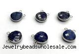 NGC7076 14mm faceted flat teardrop lapis lazuli connectors