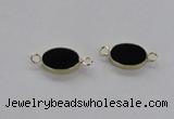 NGC717 13*18mm oval black agate gemstone connectors wholesale