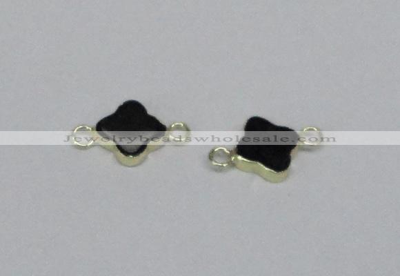 NGC721 14mm flower black agate gemstone connectors wholesale