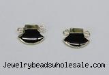 NGC723 15*20mm axe-shaped black agate connectors wholesale