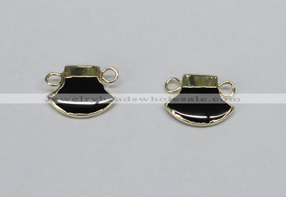 NGC723 15*20mm axe-shaped black agate connectors wholesale