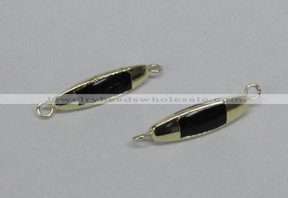 NGC724 8*20mm trihedron black agate connectors wholesale