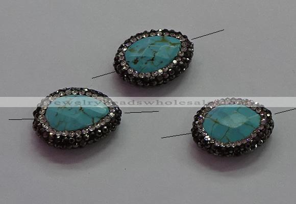 NGC7532 18*22mm - 20*25mm faceted teardrop turquoise connectors