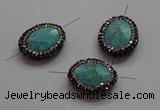 NGC7533 18*22mm - 20*25mm faceted oval turquoise connectors