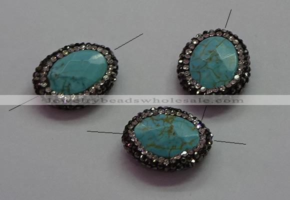 NGC7533 18*22mm - 20*25mm faceted oval turquoise connectors