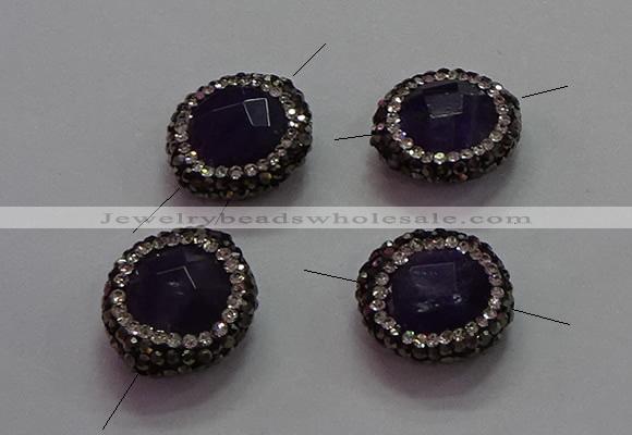 NGC7555 16mm faceted coin amethyst connectors wholesale