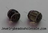 NGC7556 15*20mm egg-shaped smoky quartz connectors wholesale