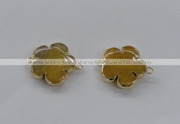 NGC851 28mm - 30mm flower agate gemstone connectors wholesale