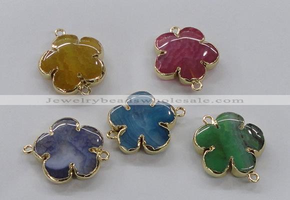 NGC856 28mm - 30mm flower agate gemstone connectors wholesale