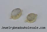 NGC858 15*20mm oval druzy agate gemstone connectors wholesale