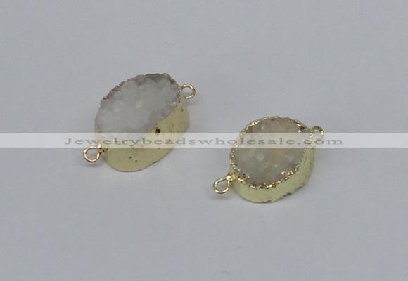 NGC858 15*20mm oval druzy agate gemstone connectors wholesale