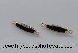 NGC859 8*30mm trihedron black agate connectors wholesale