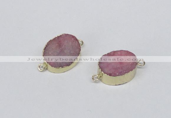 NGC860 15*20mm oval druzy agate gemstone connectors wholesale