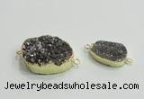 NGC868 15*25mm - 20*30mm freeform plated druzy agate connectors