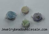 NGC89 12mm - 16mm flat round druzy agate connectors wholesale