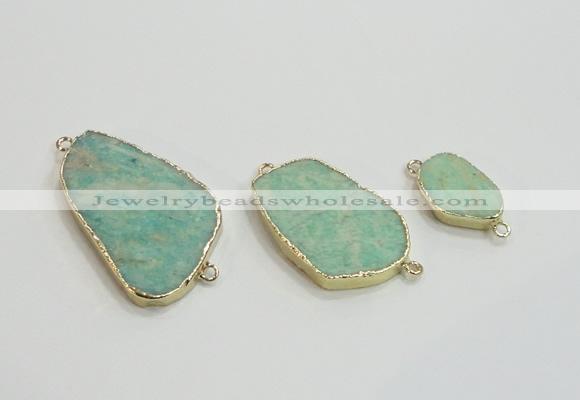 NGC950 15*20mm - 25*40mm freeform amazonite gemstone connectors