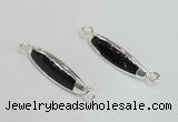 NGC988 8*30mm trihedron black agate gemstone connectors wholesale