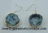 NGE07 20*25mm - 25*30mm freeform plated druzy agate earrings