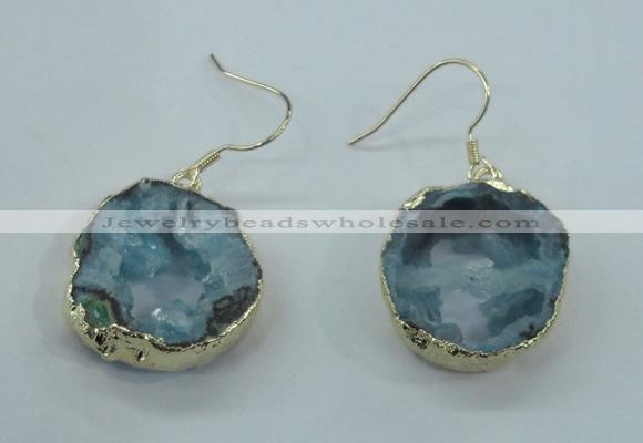 NGE07 20*25mm - 25*30mm freeform plated druzy agate earrings