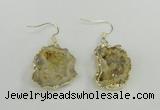 NGE101 20*25mm - 25*30mm freeform druzy agate gemstone earrings