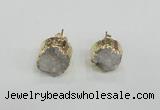 NGE114 12mm - 14mm freeform druzy quartz gemstone earrings