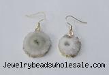 NGE120 8*12mm - 12*16mm freeform druzy agate gemstone earrings