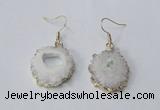 NGE128 18*20mm - 20*25mm freeform druzy agate gemstone earrings