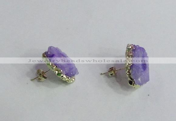 NGE140 12*14mm - 15*18mm freeform druzy agate gemstone earrings