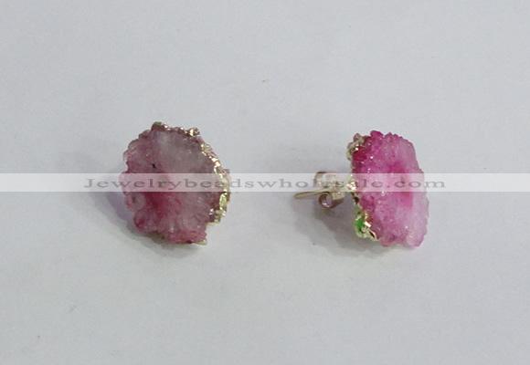 NGE141 12*14mm - 15*18mm freeform druzy agate gemstone earrings