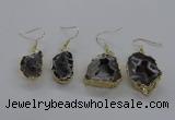 NGE146 15*20mm - 20*30mm freeform druzy agate gemstone earrings