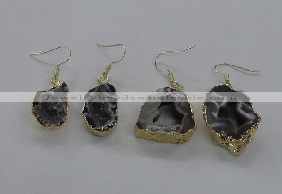 NGE146 15*20mm - 20*30mm freeform druzy agate gemstone earrings