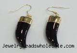 NGE161 11*28mm – 11*30mm oxhorn black agate gemstone earrings