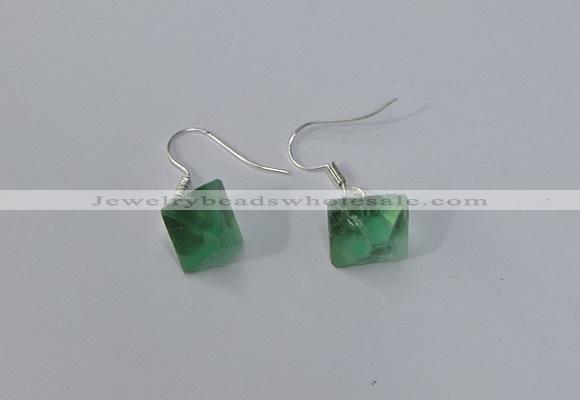 NGE176 8*10mm - 10*12mm faceted nuggets fluorite gemstone earrings