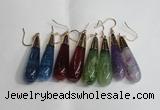 NGE18 10*40mm teardrop mixed agate gemstone earrings wholesale