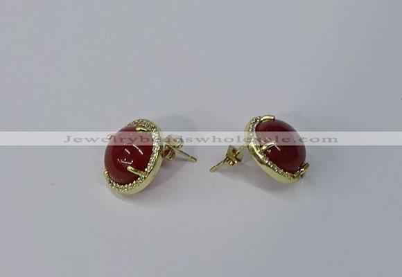 NGE183 12mm flat round agate gemstone earrings wholesale