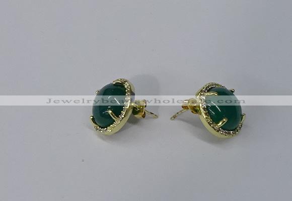 NGE185 12mm flat round agate gemstone earrings wholesale