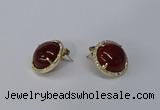 NGE188 15mm flat round agate gemstone earrings wholesale