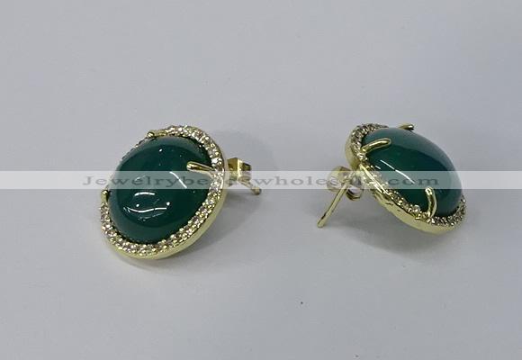 NGE190 15mm flat round agate gemstone earrings wholesale