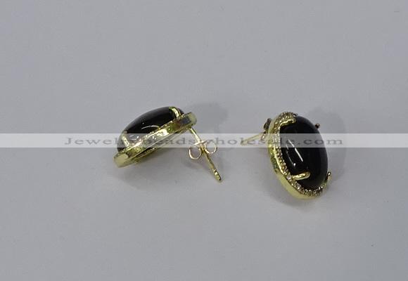 NGE198 10*14mm oval agate gemstone earrings wholesale