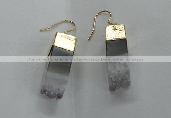 NGE20 10*25mm - 10*30mm freeform druzy amethyst earrings wholesale