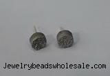 NGE215 8mm coin druzy agate gemstone earrings wholesale