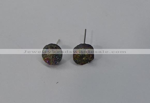 NGE217 8mm coin druzy agate gemstone earrings wholesale