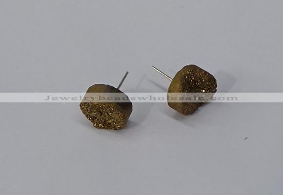 NGE222 12mm coin druzy agate gemstone earrings wholesale