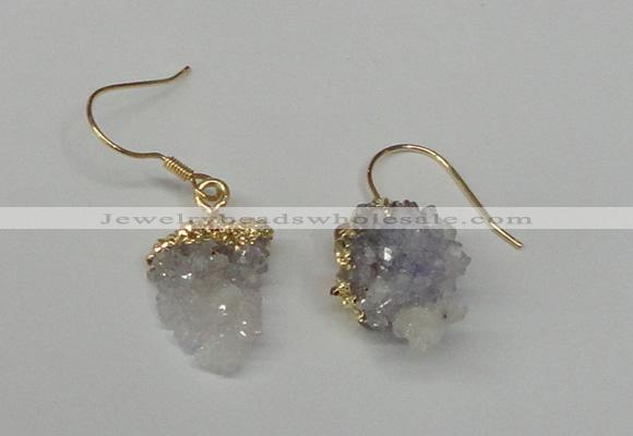 NGE23 10*14mm - 12*16mm nuggets druzy quartz earrings wholesale