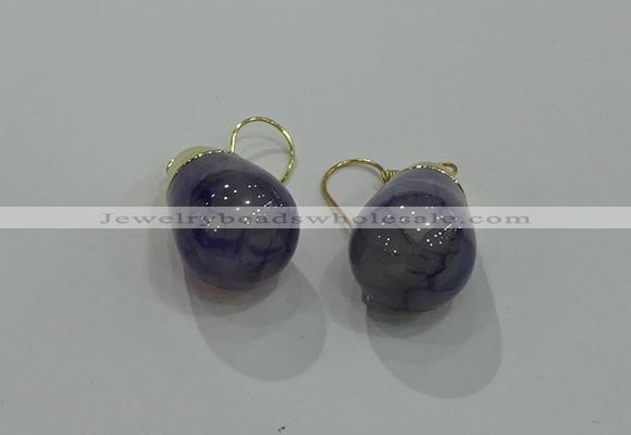 NGE235 15*20mm teardrop agate gemstone earrings wholesale