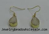 NGE242 10*12mm teardrop druzy agate gemstone earrings wholesale