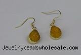 NGE243 10*12mm teardrop druzy agate gemstone earrings wholesale