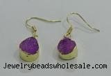 NGE244 10*12mm teardrop druzy agate gemstone earrings wholesale