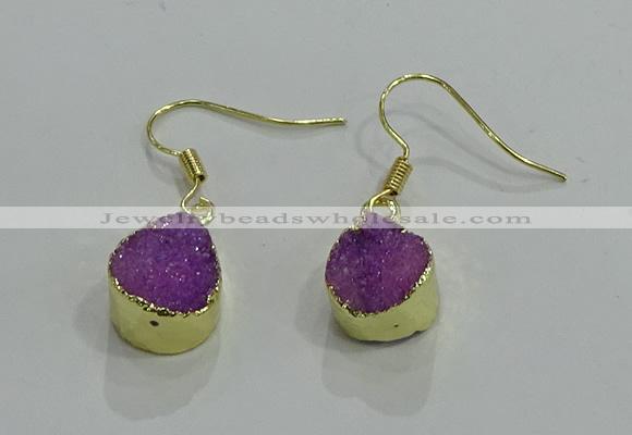 NGE244 10*12mm teardrop druzy agate gemstone earrings wholesale